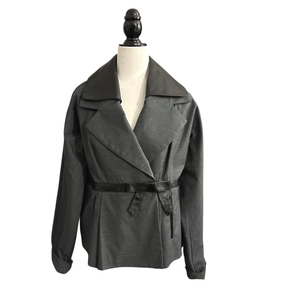 NEW‎ Tracy Reese Dolman Sleeve Leather Collar Suit Jacket Women's Sz 12